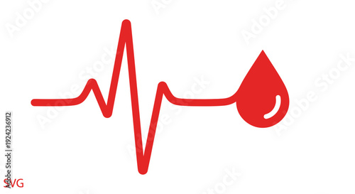 Heartbeat Line with Blood Drop Icon