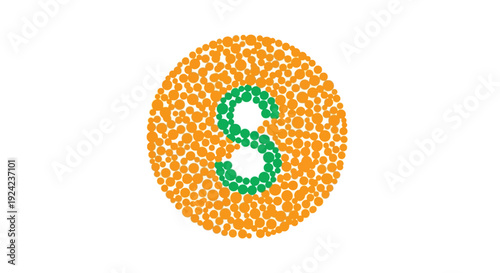 Orange donut with green sprinkles in the shape of letter S.