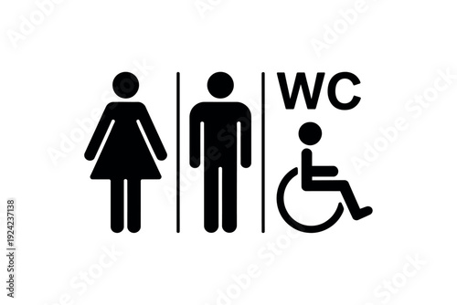 Restroom Sign with Male, Female, and Handicap Symbols