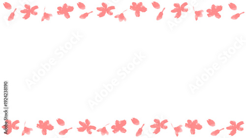 hand‑drawn ink brush frame with watercolor sakura