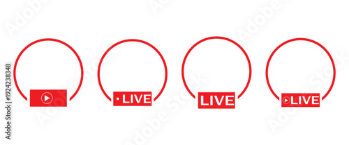 Social Media Live Profile Frame Icon Set – User Avatar Placeholders with Live Badge, Play Button and Add Friend UI SymbolsWeb