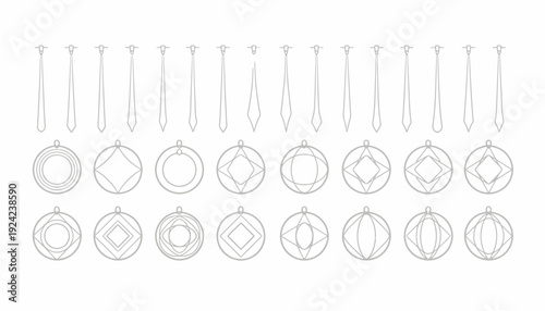 Collection of Simple Line Art Jewelry Icons and Pendants.