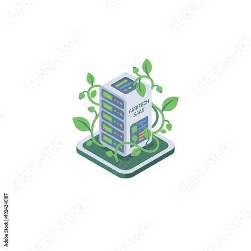 Agricultural Data Server Rack Isometric Icon
