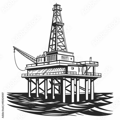 An oil rig in the middle of the ocean