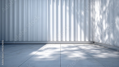 Container Wall With Clean Geometric Lines and Ample Space for Design Elements in a Minimal Setting