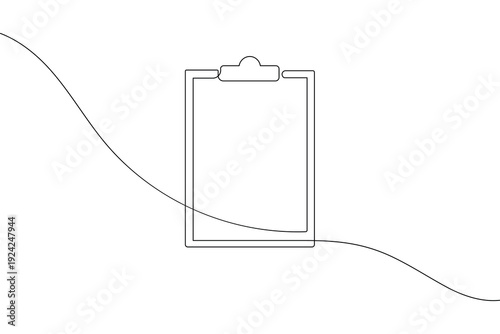 Clipboard with a checklist in continuous one line drawing style minimalist vector illustration