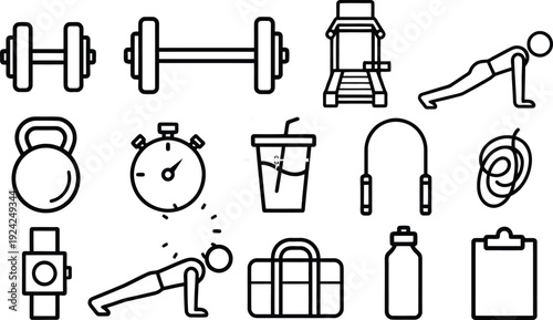Set of 13 fitness icons vector