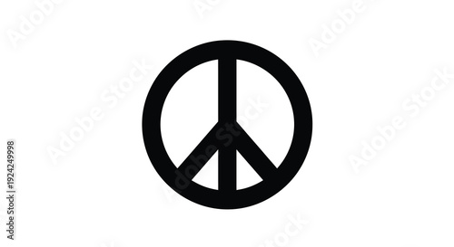 A black peace symbol against a white background a striking silhouette