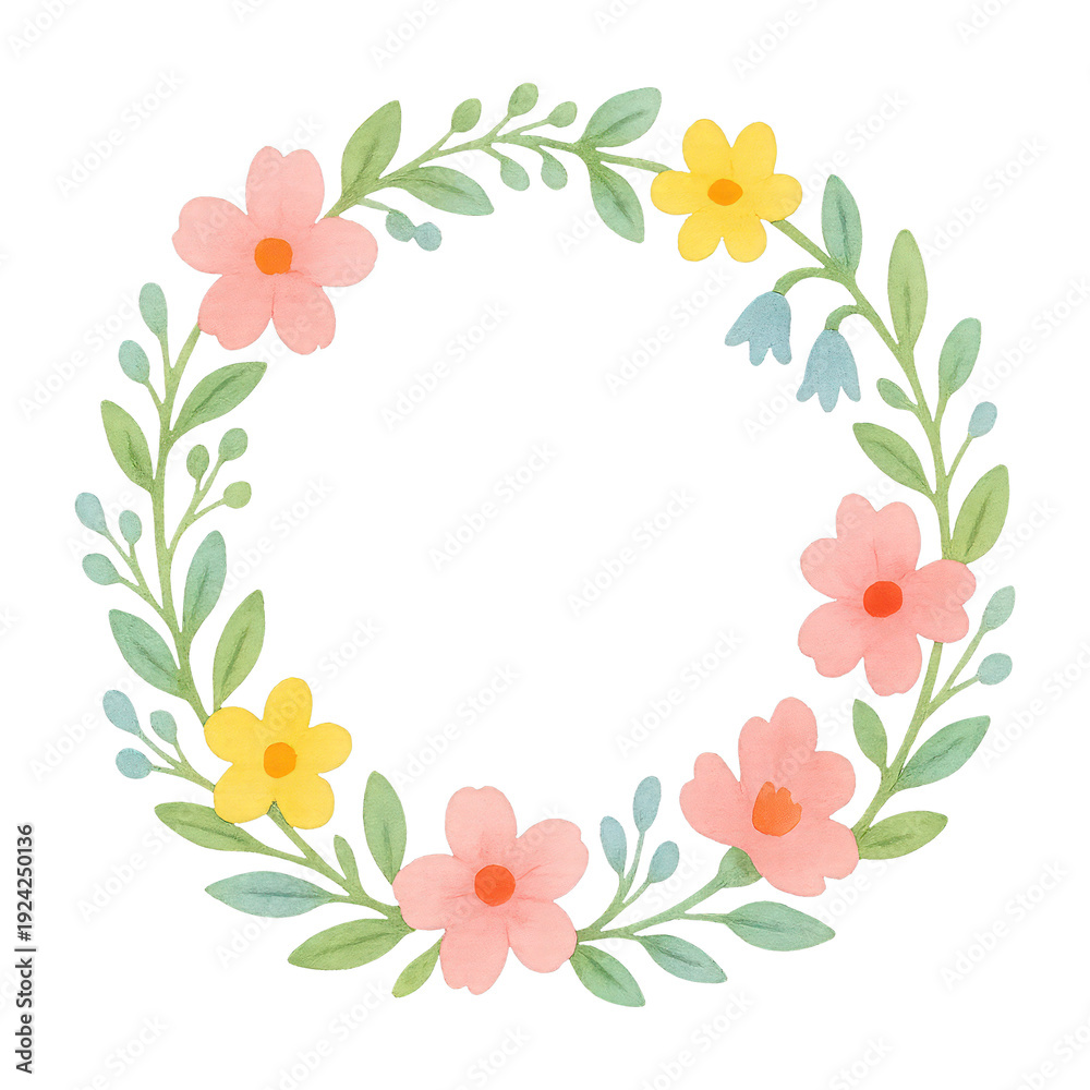 Obraz premium PNG Colorful floral wreath illustration.