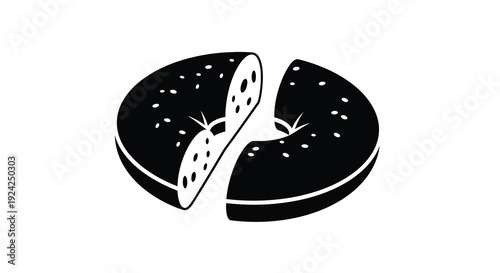 A black silhouette of a sliced watermelon with seeds summer fruit silhouette