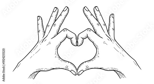 Two hands forming heart shape fingers intertwined love symbol gesture