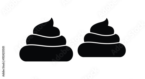 Two piles of excrement depicted as a stark black silhouette