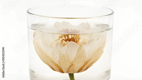 Wallpaper Mural Beautiful white flower blooming opening blossom submerged in a clear glass of water Torontodigital.ca