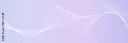 Abstract pastel purple gradient background with white subtle wavy lines - futuristic minimalist vector illustration. Elegant pale curved stripes, smooth dynamic swooshes. Light clean design template.