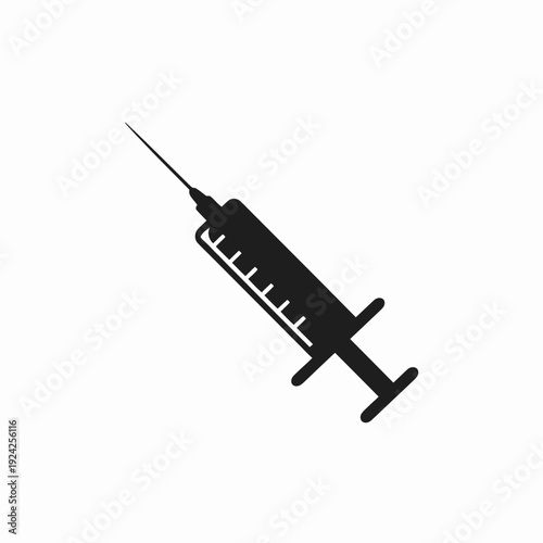 Medical syringe illustration depicting an injection needle and plunger assembly isolated on white background, Vector, illustration