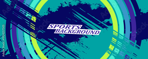 Scratch frame halftone sport background. Urban grunge banner texture. Turquoise blue graphic design backdrop. Brush strokes with text place.