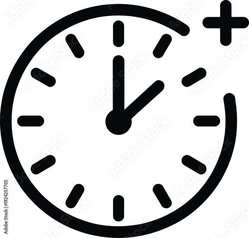 Minimalist clock vector illustration featuring time management scheduling extension extra hours productivity design collection