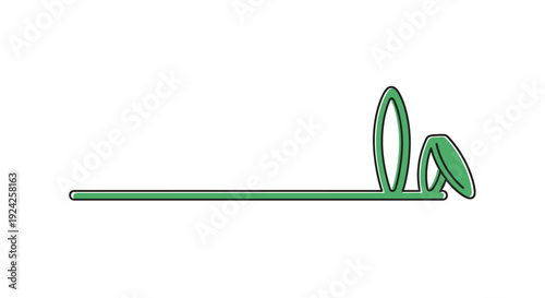 A minimalist outline illustration of a small plant with two leaves in green vector style, suitable for eco-friendly design projects