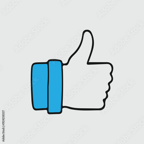 Facebook thumb up like background in flat style.	