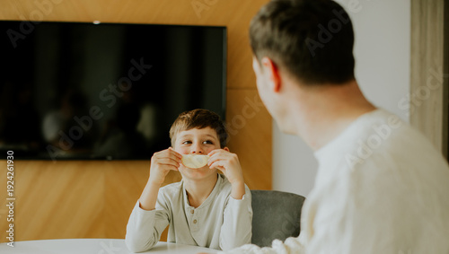 Father and son enjoy time t...