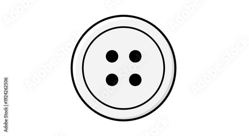 Circular Four-Hole Clothing Button in Gray and Black Isolated on a White Background