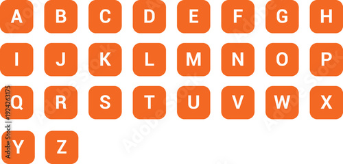 Orange Square Alphabet Letter Icons A-Z – Flat Initial Letter Set