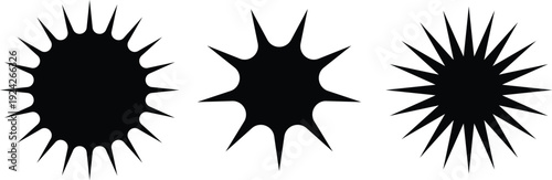 Black explosion shapes on white background abstract