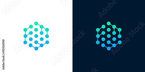 Hexagonal network structure with connected nodes, symbolizing technology, science, and digital connectivity
