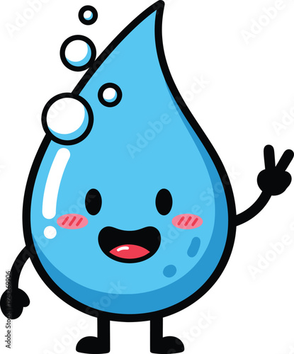 Easter vector waterdrop character with bubbles and peace sign