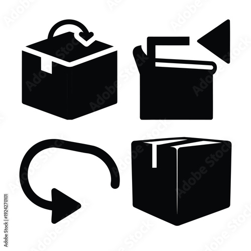 Shipping, return, and packaging icons for modern logistics and e-commerce services
