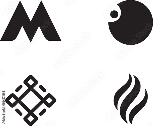 Abstract geometric symbols and shapes on transparent background