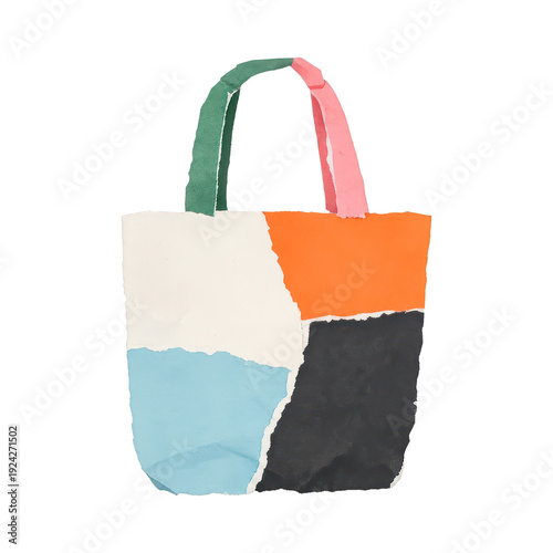 PNG Colorful abstract tote bag illustration.
