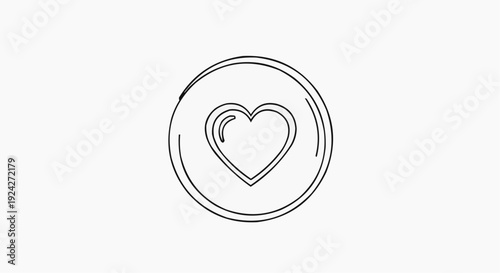 A minimalist line art illustration of a heart within a circle, symbolizing love and affection in a simple yet elegant design.