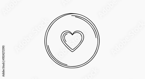 A minimalist line art illustration of a heart within a circle, symbolizing love and affection in a simple yet elegant design.