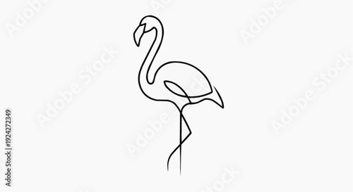 A minimalist line art illustration of a flamingo in a simple and elegant design