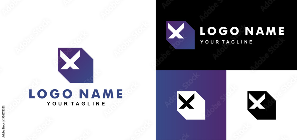 Naklejka premium Letter x block logo design vector template. Editable File. 