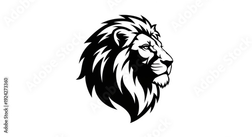 Majestic Lion Head Profile Silhouette Black and White.