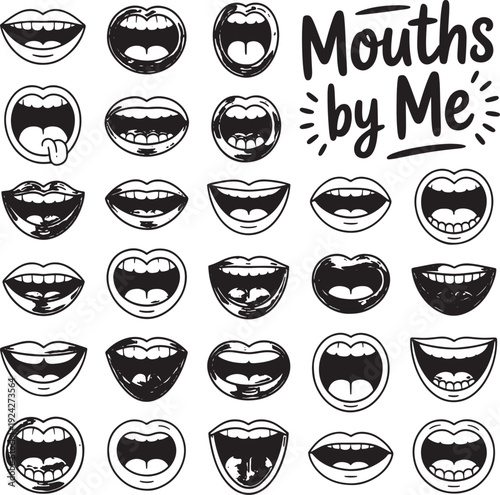 Mouth Expressions: Diverse Lips and Mouths Showing Emotions and Sounds - Communication Icons