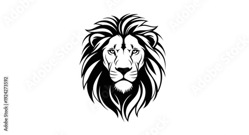 Majestic Lion Head Illustration with Detailed Mane.