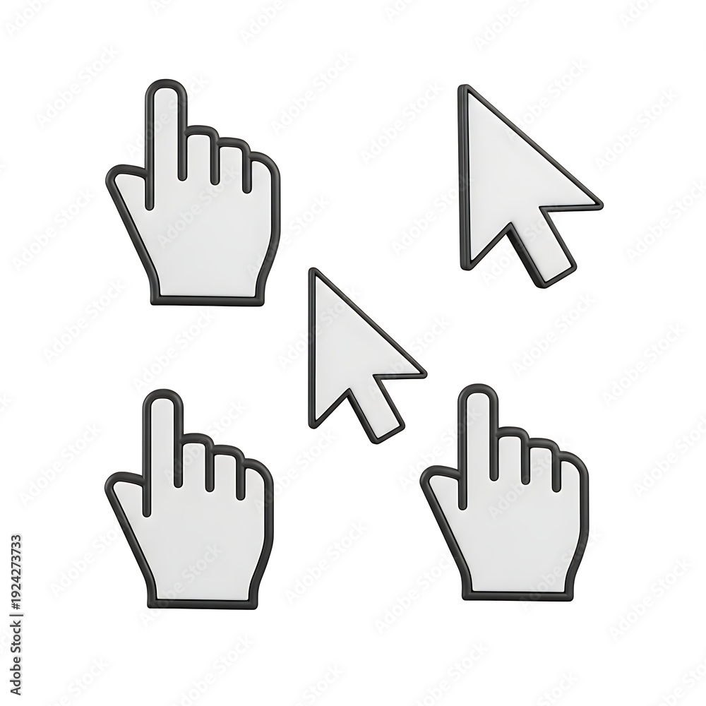 Obraz premium Hand cursor icons pointing to computer mouse cursor