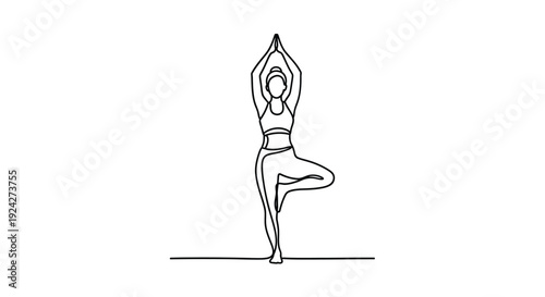 Woman practicing yoga in tree pose with grace and serenity on white background