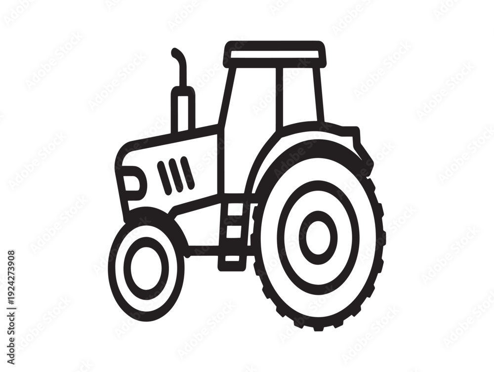Obraz premium A simple line drawing of a tractor with large wheels and a flat top
