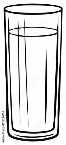 Tall glass filled with liquid cartoon illustration. Simple beverage sketch.