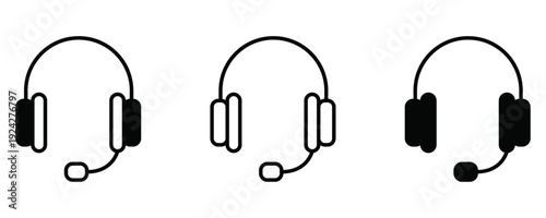 Modern headset icons for customer service and communication