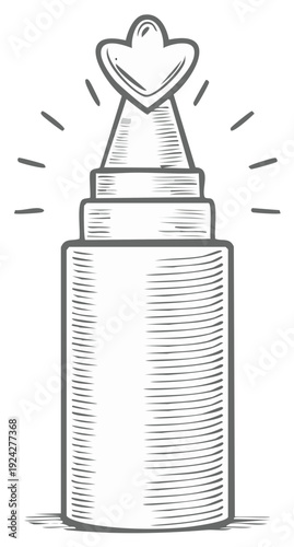 Stylized sketched prize tower with blossom crown, symbol of achievement, success