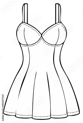 Fashion illustration of a women's summer slip dress with thin straps
