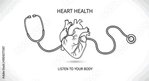 Heart health icon with stethoscope vector illustration