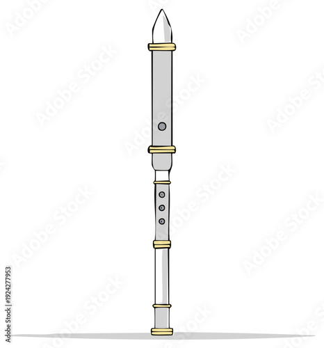 Cartoon Style Recorder Flute Illustration Vertical Format Music Education