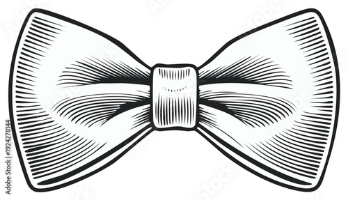 Elegant Black and White Bow Tie Illustration, Stylish Accessory Concept