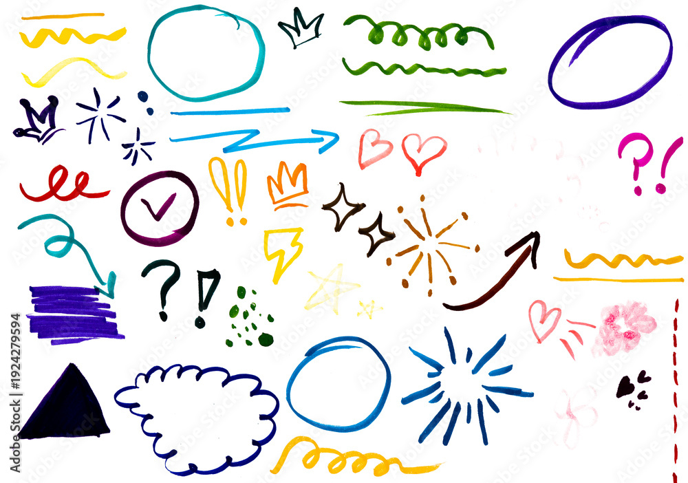 custom made wallpaper toronto digitalMarker line hand drawn arrow, highlight scribble set. Sketch color hand drawn marker line arrowbrush element shape graphic. Doodle scribble paint underline, circle frame icons. Vector illustration